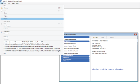 FINPACK Import File Screenshot