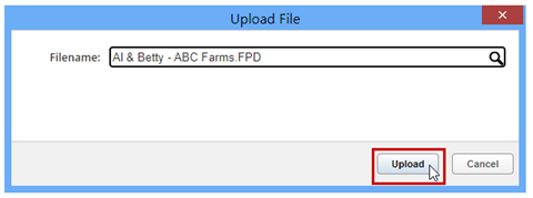 After selecting the file, click Upload to bring the file into your working folder.